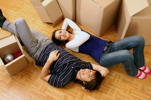 Commercial removals vehicle loading office equipment in west London